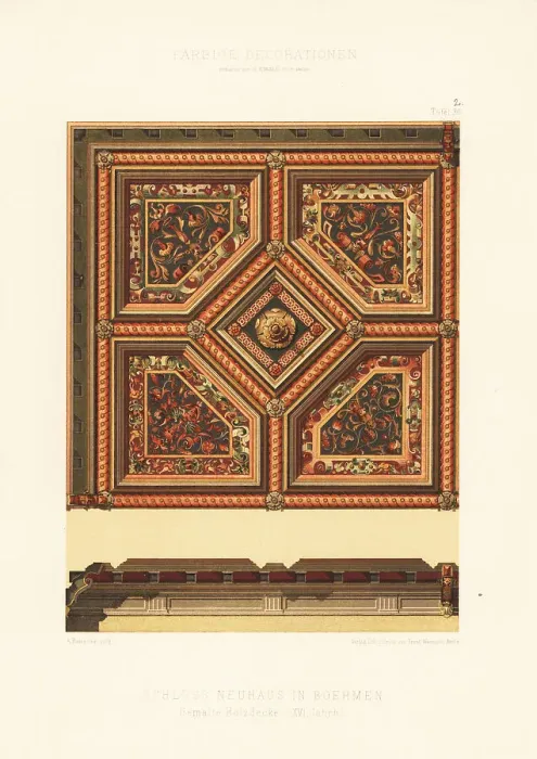 Framed Print : Painted wooden ceiling in Neuhaus Castle, Bohemia, 16th century Framed Print : Painted wooden ceiling in Neuhaus Castle, Bohemia, 16th century