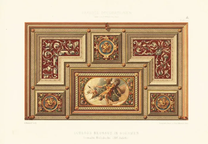 Framed Print : Painted wooden ceiling in Neuhaus Castle, Bohemia, 16th century Framed Print : Painted wooden ceiling in Neuhaus Castle, Bohemia, 16th century