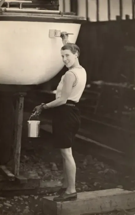 Framed Print : Painting a boat, 1933