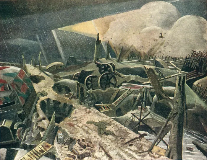 Framed Print : Void. This painting depicts a landscape terrorised by war Framed Print : Void. This painting depicts a landscape terrorised by war