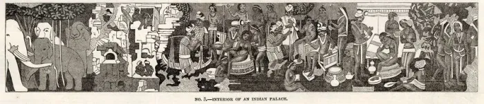 Framed Print : Painting of the interior of an India Palace in the Ajunta Caves Framed Print : Painting of the interior of an India Palace in the Ajunta Caves