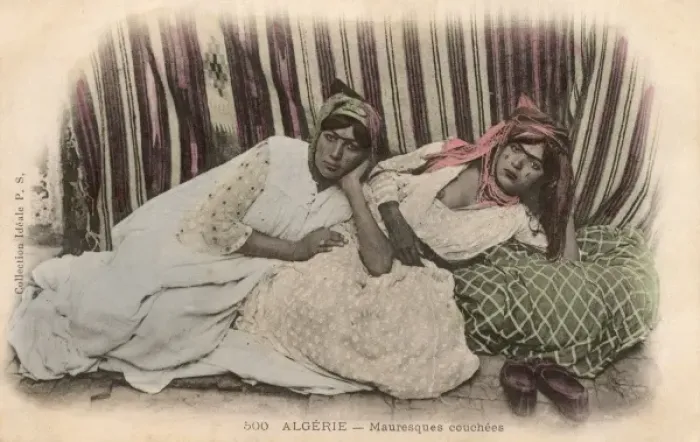 Framed Print : A pair of Algerian Ladies in reclined pose Framed Print : A pair of Algerian Ladies in reclined pose