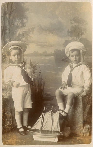 Pair of brothers in sailor suits - studio photograph