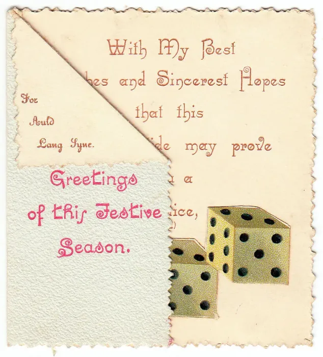 Framed Print : Pair of dice with comic verse on a Christmas card Framed Print : Pair of dice with comic verse on a Christmas card
