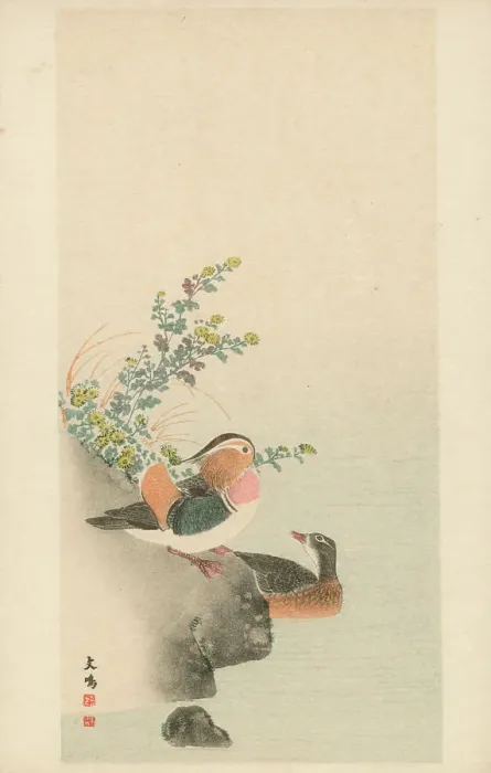 Framed Print : A pair of Mandarin Ducks by Oku Bunmei Framed Print : A pair of Mandarin Ducks by Oku Bunmei