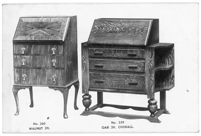 Framed Print : A pair of Oak and Walnut bureaus Framed Print : A pair of Oak and Walnut bureaus