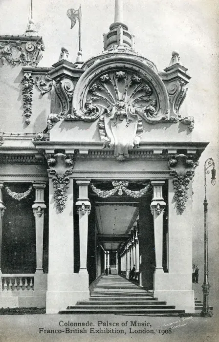 Framed Print : Palace of Music - Franco-British Exhibition, London - The Colonnade. Date: 1908 Framed Print : Palace of Music - Franco-British Exhibition, London - The Colonnade. Date: 1908
