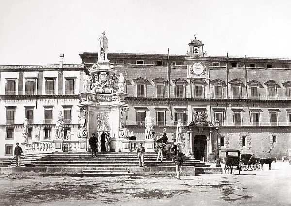 Palazzo Reale, Carlo III statue, Palermo, Italy, c. 1870 s