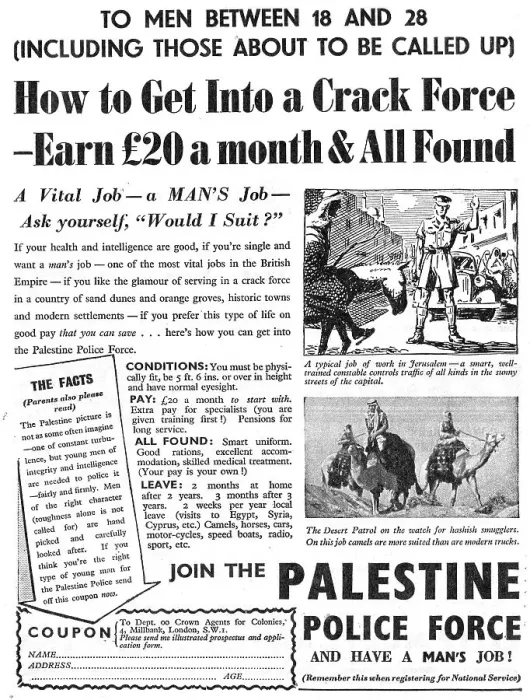 Framed Print : Palestine Police Force Recruitment 1946 Framed Print : Palestine Police Force Recruitment 1946