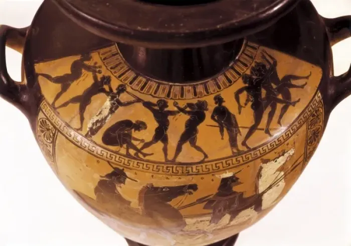 Framed Print : Palestra Scene. Black-figure hydria. Classical Framed Print : Palestra Scene. Black-figure hydria. Classical