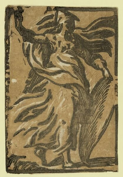 Pallas. Print showing Pallas, one of the Greek titans, holding a shield