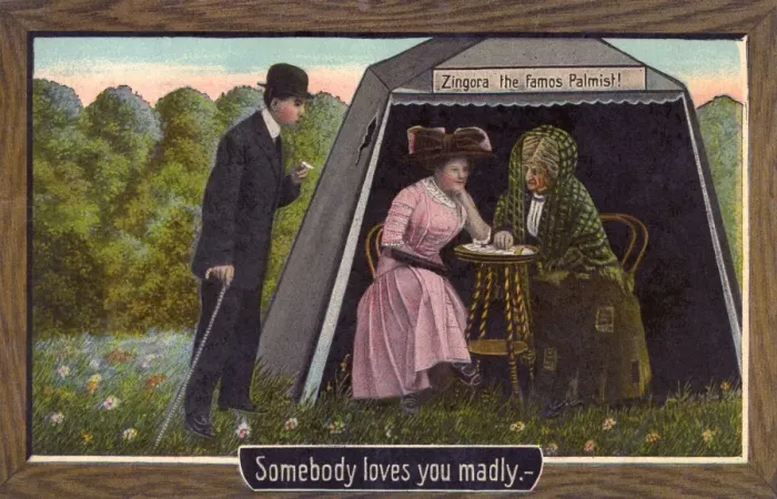 Framed Print : Palm reader Zingora lets a lady know her love is true Framed Print : Palm reader Zingora lets a lady know her love is true