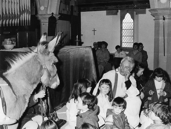 Palm Sunday service with donkey, St Ives, Cornwall