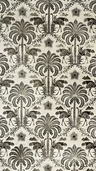 Palm tree and ostrich pattern