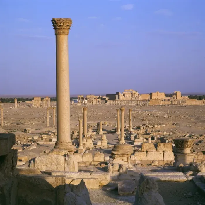 Framed Print : Palmyra, Syria - Coumn and view toward Temple of Bel Framed Print : Palmyra, Syria - Coumn and view toward Temple of Bel