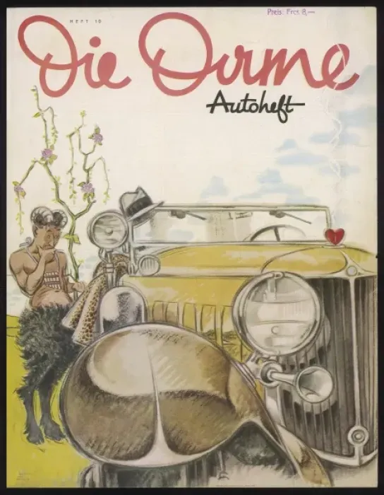Framed Print : Pan Figure & Car C1930 Framed Print : Pan Figure & Car C1930