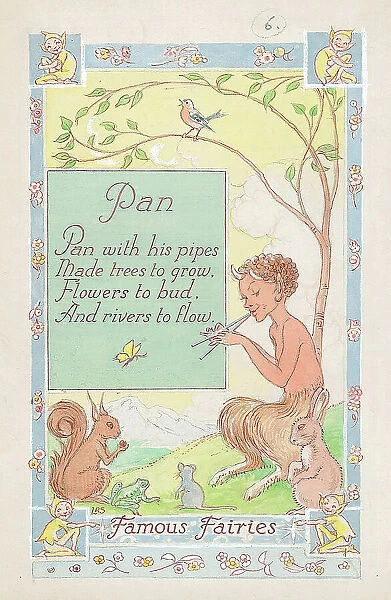 Pan Sub-title Famous Fairies Text with his pipes