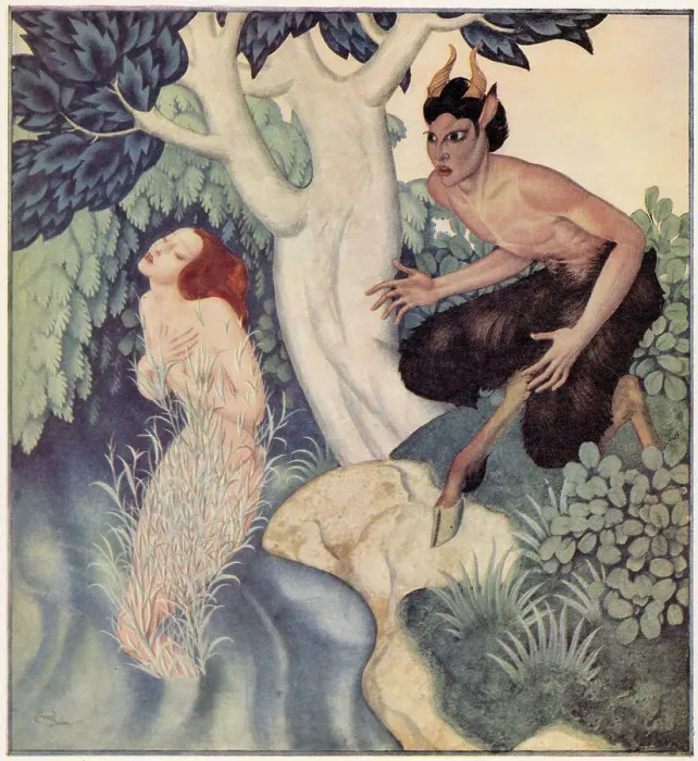 Framed Print : Pan and Syrinx - Edmund Dulac Framed Print : Pan and Syrinx - Edmund Dulac