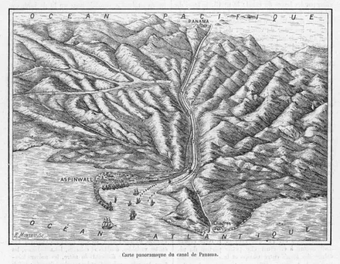 Framed Print : Panama Canal Plan 1881 Framed Print : Panama Canal Plan 1881