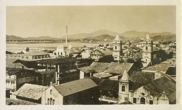 Panama City, Panama - view over the rooftops toward the Catedral Metropolitan de Nuestra