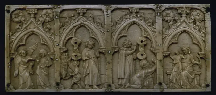 Framed Print : Panel from a Casket with Scenes from the Infancy of Christ Framed Print : Panel from a Casket with Scenes from the Infancy of Christ