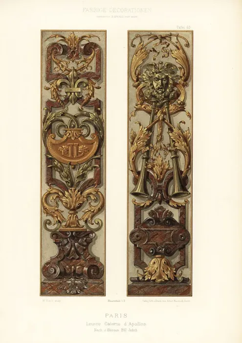 Framed Print : Panels from the Apollo Gallery, Louvre, Paris, 17th century Framed Print : Panels from the Apollo Gallery, Louvre, Paris, 17th century