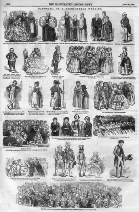 Framed Print : Panorama of a fashionable wedding, 1855 Framed Print : Panorama of a fashionable wedding, 1855