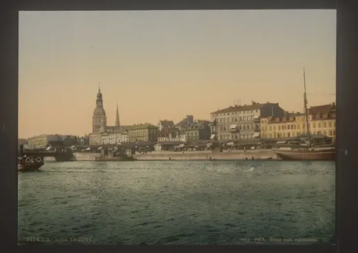 Framed Print : Panorama by the quay, Riga, Russia, (i. e. Latvia)