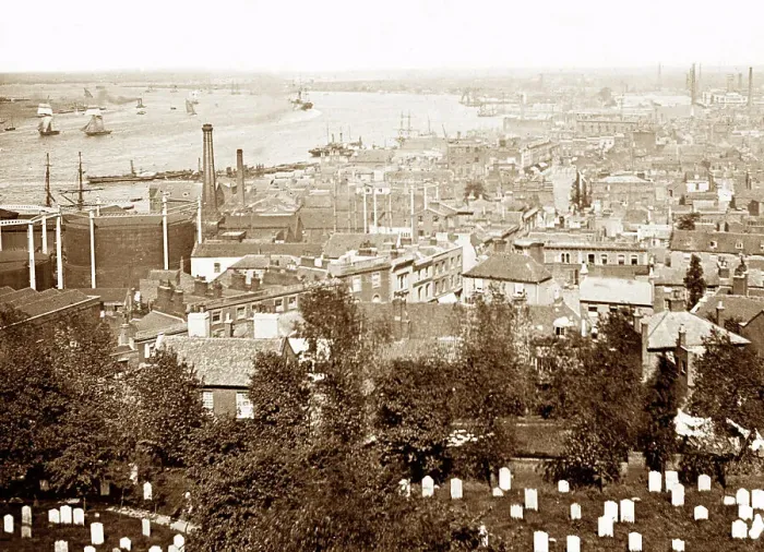 Framed Print : A panorama of Woolwich, Victorian period Framed Print : A panorama of Woolwich, Victorian period