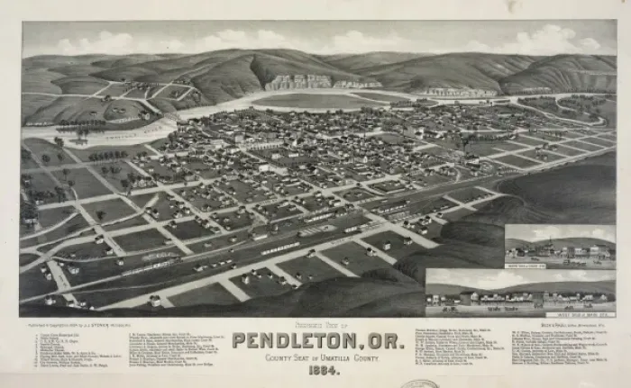 Framed Print : Panoramic view of Pendleton, Or. County seat of Umatilla Cou Framed Print : Panoramic view of Pendleton, Or. County seat of Umatilla Cou