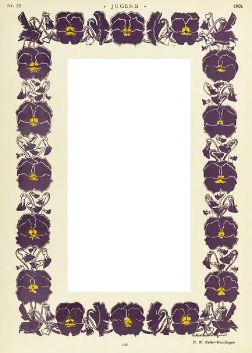 Framed Print : Pansy Border / Jugend 1901 Framed Print : Pansy Border / Jugend 1901
