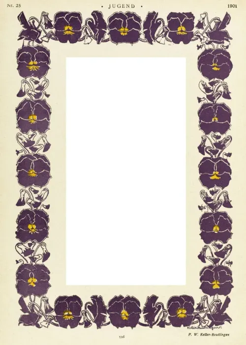 Framed Print : Pansy Border - Jugend 1901 Framed Print : Pansy Border - Jugend 1901