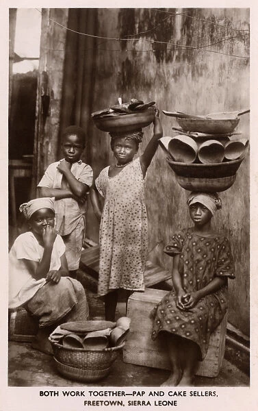 Pap and cake sellers, Freetown, Sierra Leone, Africa