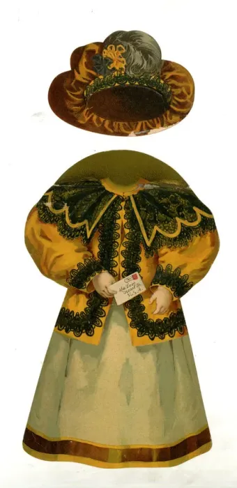 Framed Print : Paper Doll Costume - beige and orange Framed Print : Paper Doll Costume - beige and orange
