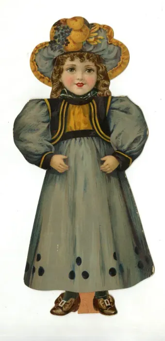 Framed Print : Paper Doll in grey costume Framed Print : Paper Doll in grey costume