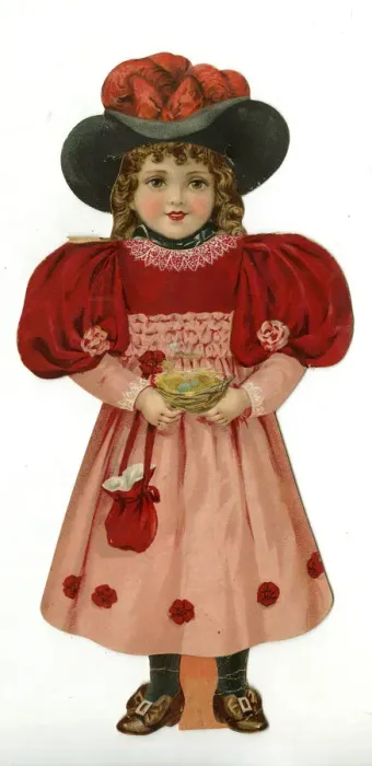 Framed Print : Paper Doll in red and pink costume Framed Print : Paper Doll in red and pink costume