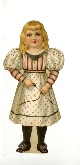 Framed Print : Paper Doll in a spotted dress Framed Print : Paper Doll in a spotted dress