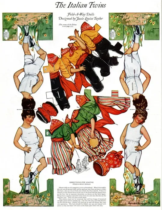 Framed Print : Paper Dolls, The Italian Twins Framed Print : Paper Dolls, The Italian Twins