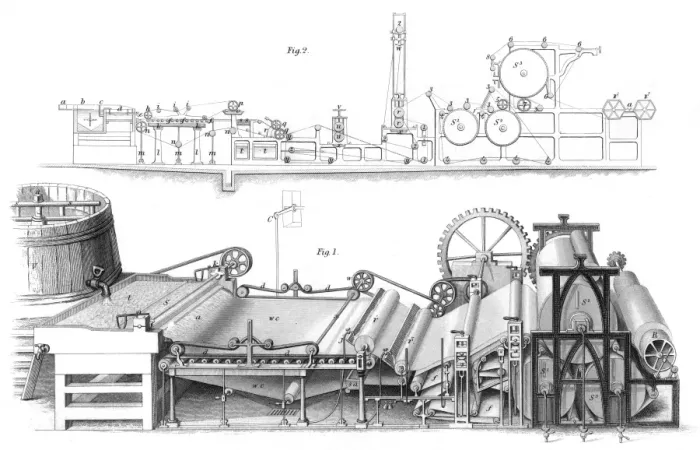 Framed Print : Paper Making Machine1853 Framed Print : Paper Making Machine1853