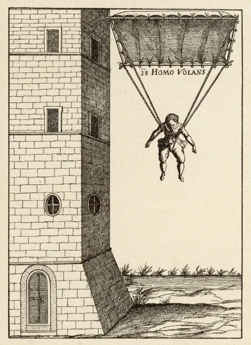 Framed Print : PARACHUTE. Parachute at Venice, enabling descent Framed Print : PARACHUTE. Parachute at Venice, enabling descent