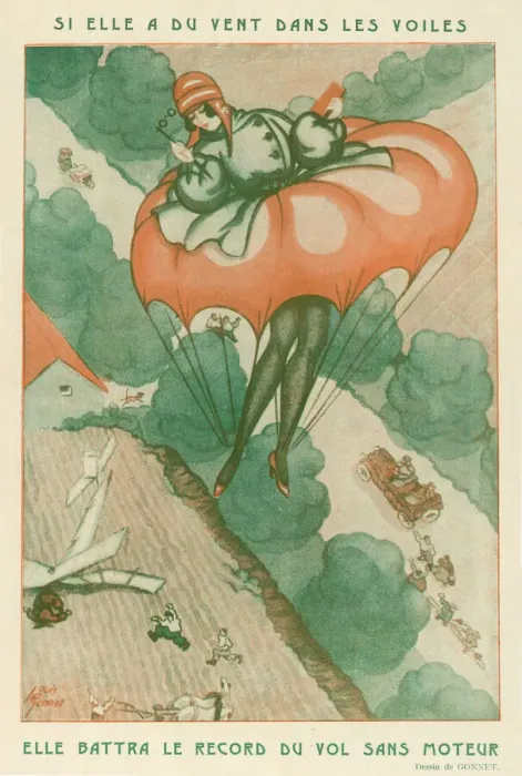 Framed Print : PARACHUTE. Lady aviator wears skirt which can double as a parachute in emergencies Framed Print : PARACHUTE. Lady aviator wears skirt which can double as a parachute in emergencies