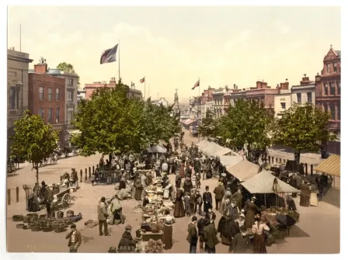 Framed Print : The parade (i. e. promenade), Market Day, Taunton, England Framed Print : The parade (i. e. promenade), Market Day, Taunton, England