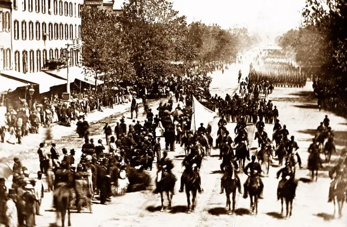 Framed Print : Parade of Union Army troops along Pennsylvania Framed Print : Parade of Union Army troops along Pennsylvania