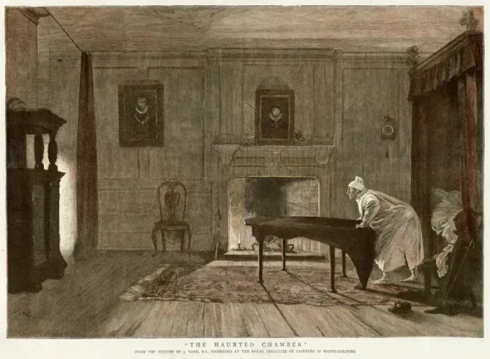 Framed Print : Paranormal: haunted bedroom, 1889 Framed Print : Paranormal: haunted bedroom, 1889