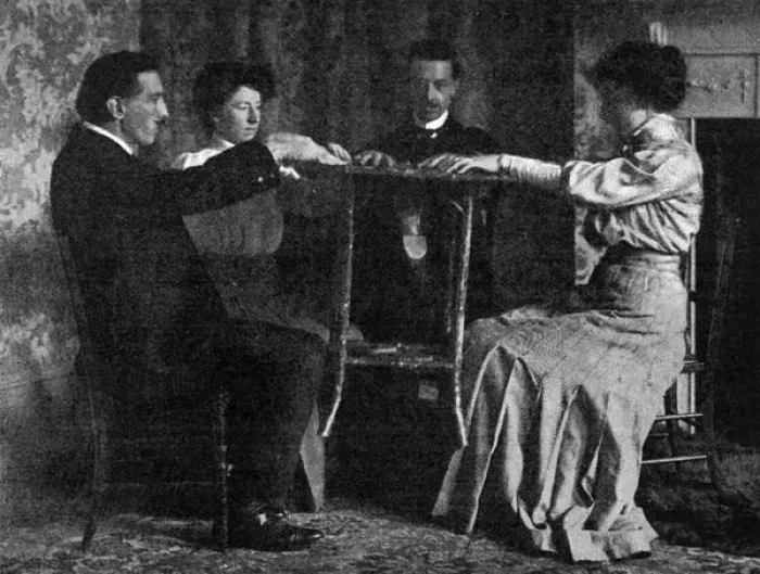 Framed Print : Paranormal: William S. Marriott simulates table lifting Framed Print : Paranormal: William S. Marriott simulates table lifting