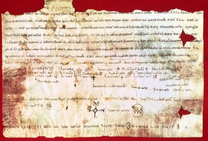 Framed Print : Parchment. 11th century. Land donation for Monastery of Sant Framed Print : Parchment. 11th century. Land donation for Monastery of Sant