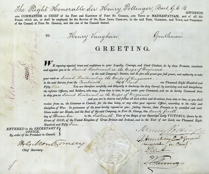 Framed Print : Parchment commission, 2nd Lieutenant Henry Vaughan Framed Print : Parchment commission, 2nd Lieutenant Henry Vaughan