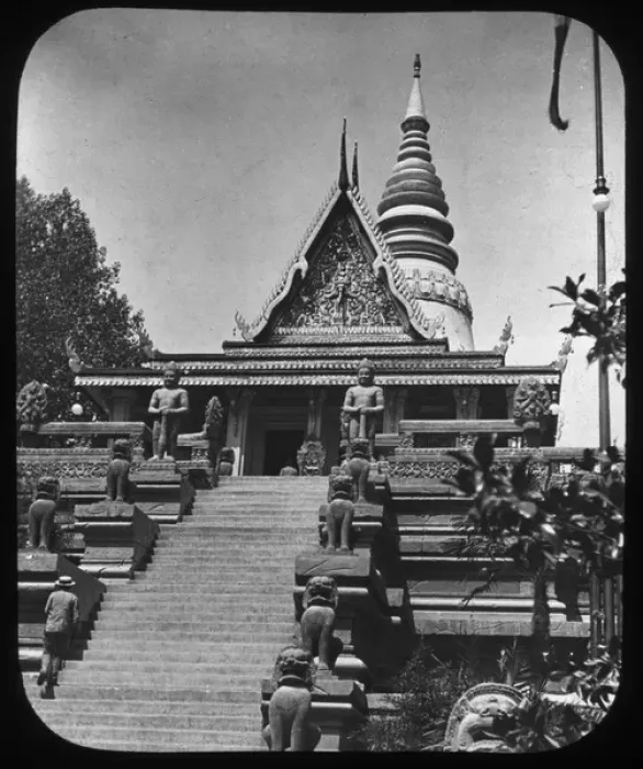 Framed Print : Paris Exhibition of 1889 - Temple Stairs at Cambodge Framed Print : Paris Exhibition of 1889 - Temple Stairs at Cambodge