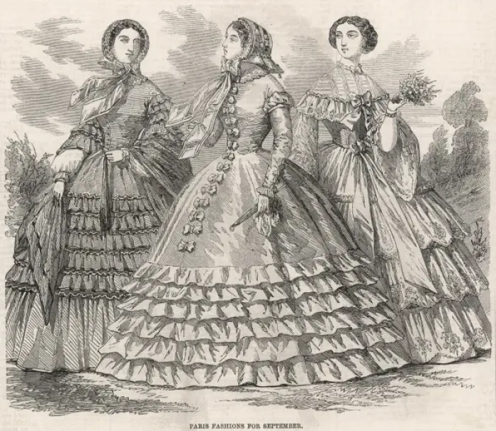 Framed Print : Paris Fashions for September 1859