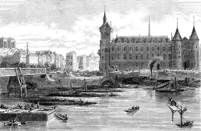 Framed Print : Paris, France - Rebuilding, Pont au Change Framed Print : Paris, France - Rebuilding, Pont au Change